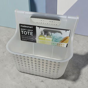 NEW Madesmart Soft Grip Shower Tote Bathroom Caddy Organizer Frosted Clear NWT